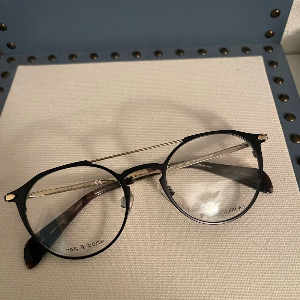 rag & bone Men's/Unisex Navy Round Titanium-Front Eyeglasses - Picture 9 of 9